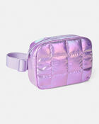 Girls Quilted Shiny Sling Bag - Purple, image 1 of 2 slides