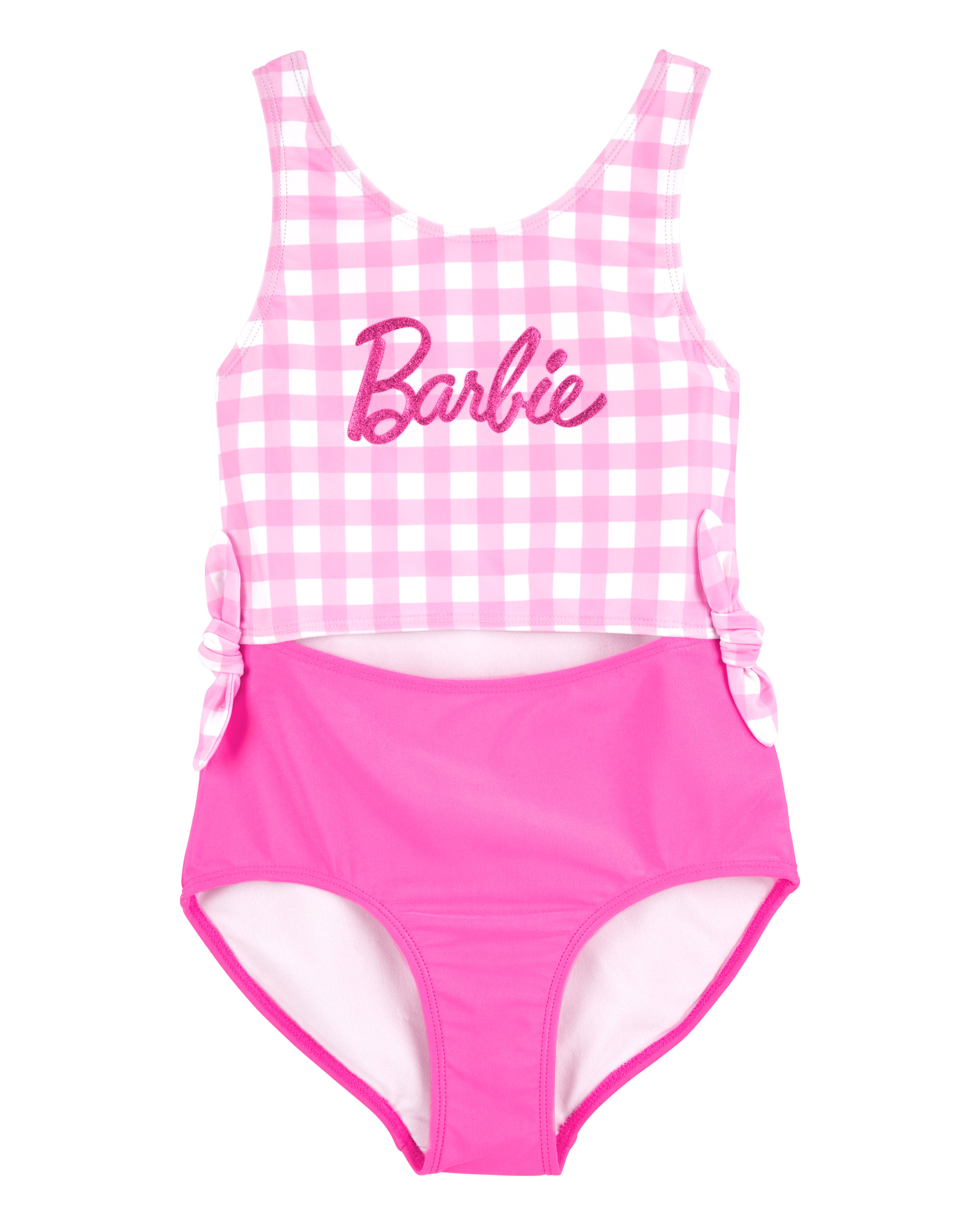 Pink White Kid Barbie 1 Piece Swimsuit skiphop