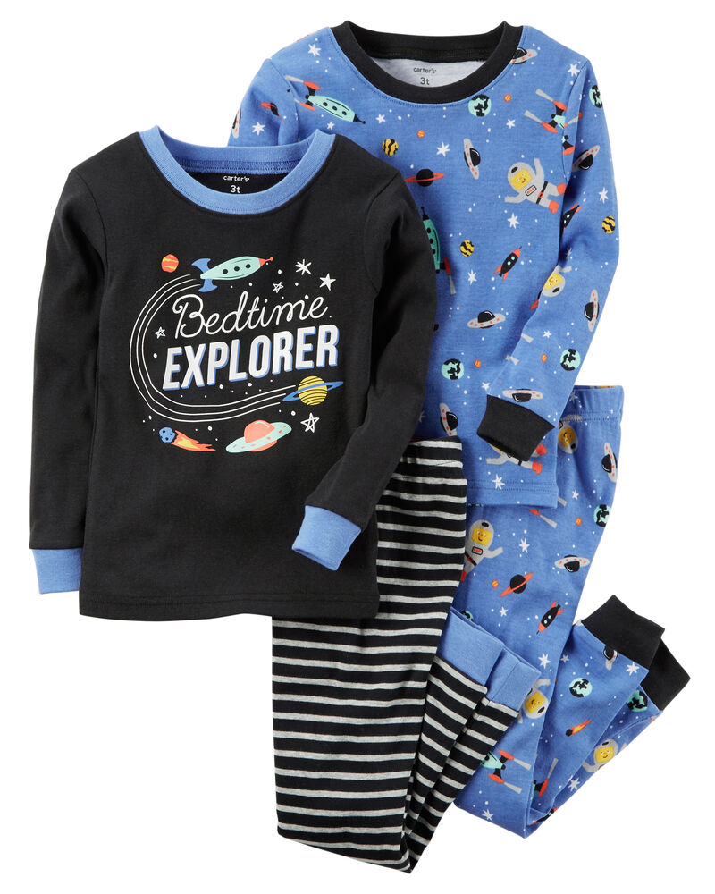 4 Piece Glow In The Dark Snug Fit Cotton Pjs Skiphop Com