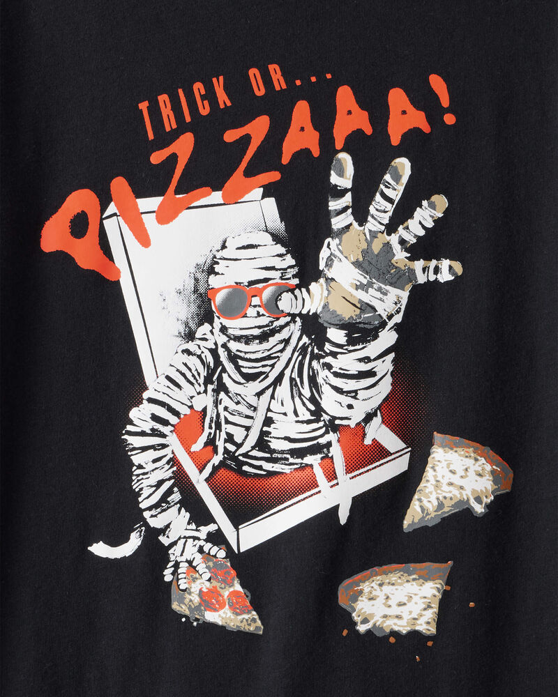 Boys Halloween Trick Or Pizza Long-Sleeve Graphic Tee - Black, image 2 of 3 slides