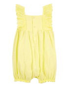 Baby Girl Eyelet Flutter-Sleeve Romper -Yellow, image 2 of 4 slides
