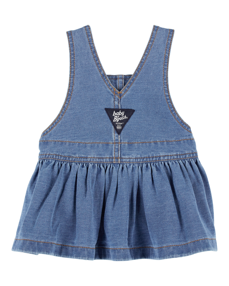 Baby Knit-Like Denim Jumper Dress, image 2 of 3 slides