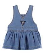 Baby Knit-Like Denim Jumper Dress, image 2 of 3 slides