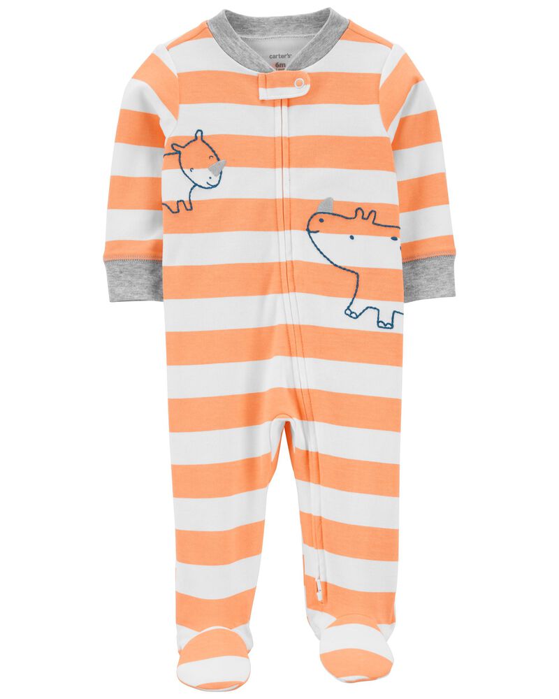 Rhino 2-Way Zip Footie Pajamas, image 1 of 4 slides