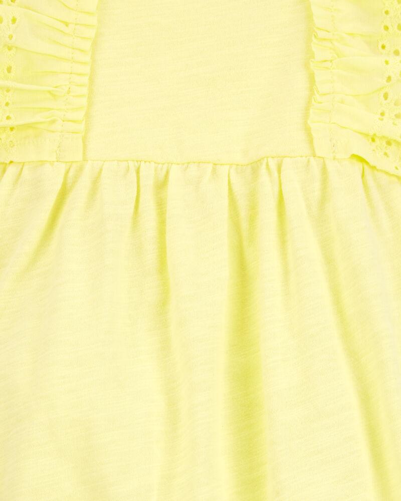 Baby Girl Eyelet Flutter-Sleeve Romper -Yellow, image 3 of 4 slides