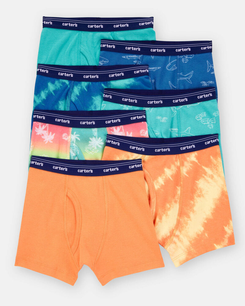 Toddler 7-Pack Cotton Tie-Dye Boxer Briefs Underwear - Blue/Orange, image 2 of 3 slides