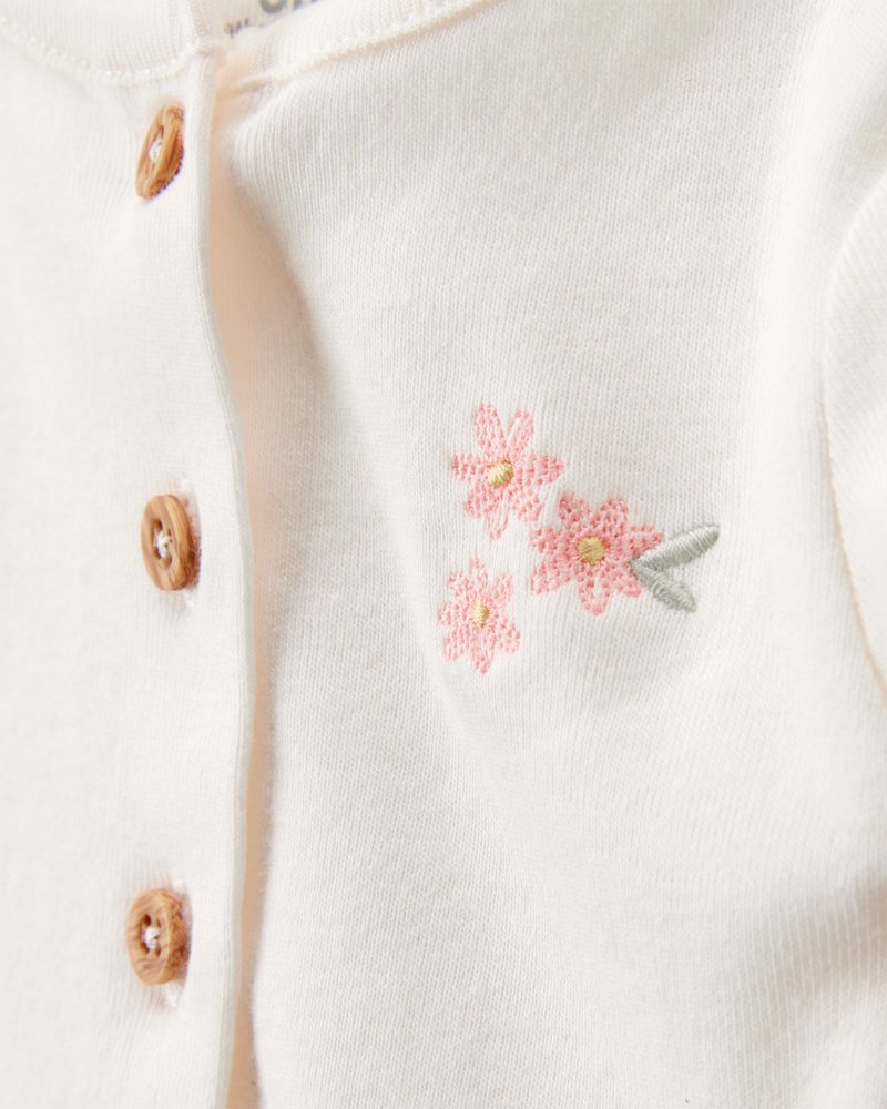 Baby 2-Piece Bodysuit Dress & Cardigan Set - Pink/Ivory, image 3 of 8 slides