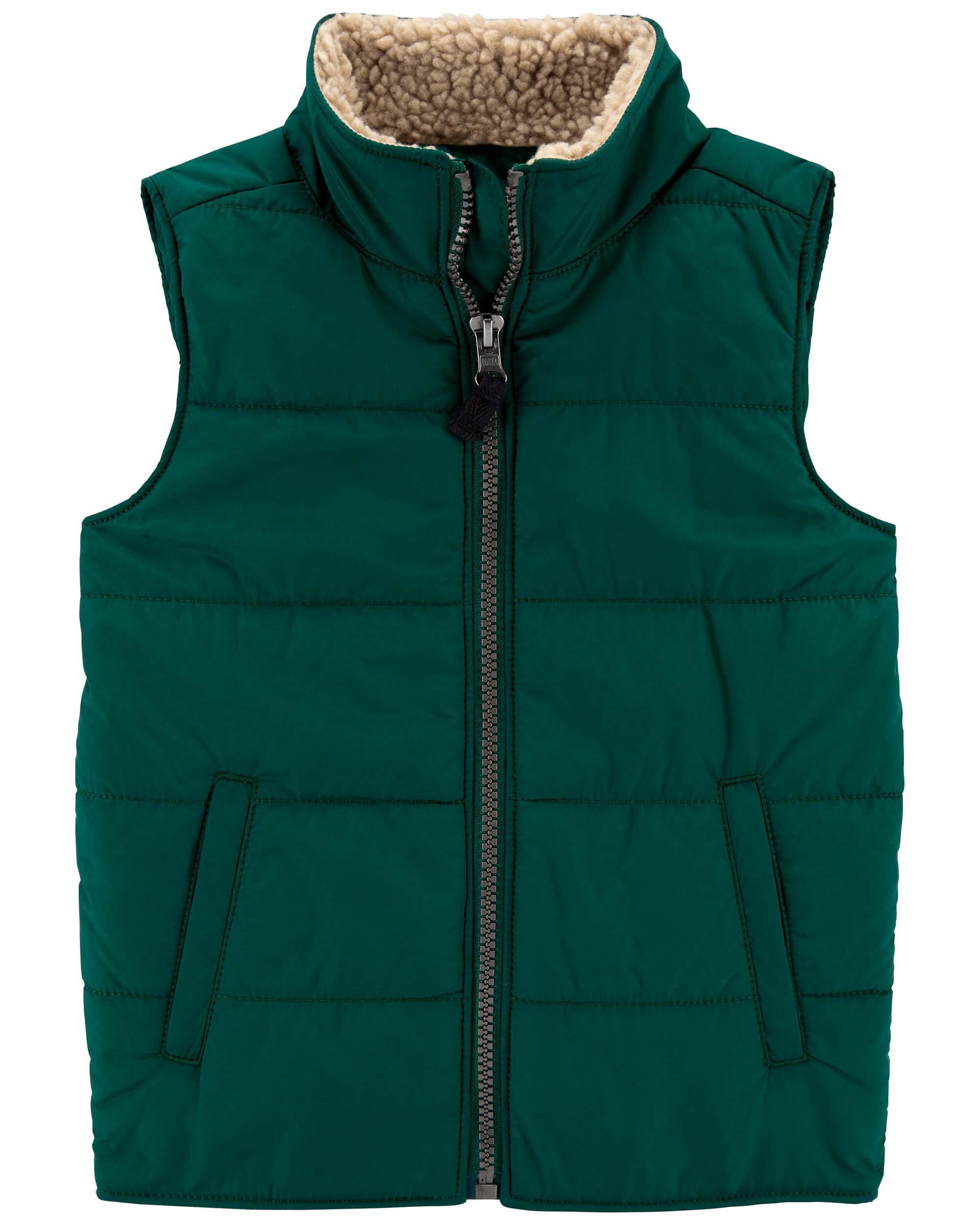 Green Toddler Zip Front Puffer Vest skiphop