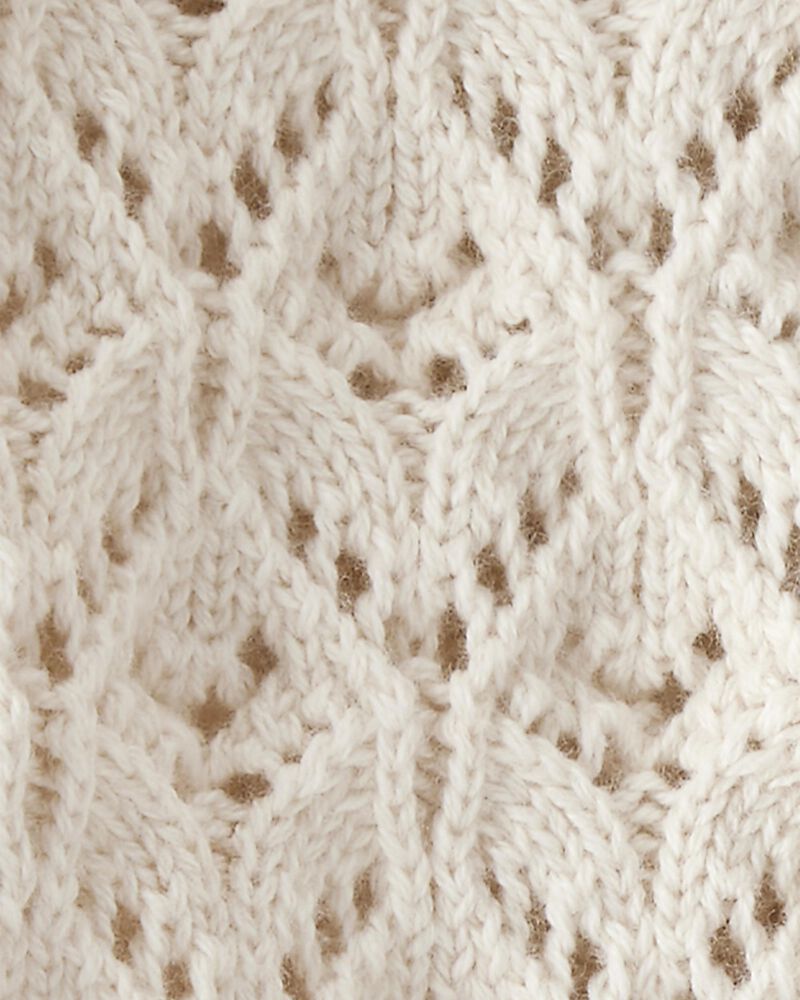 Baby Girl Organic Cotton Pointelle Sweater, image 3 of 4 slides