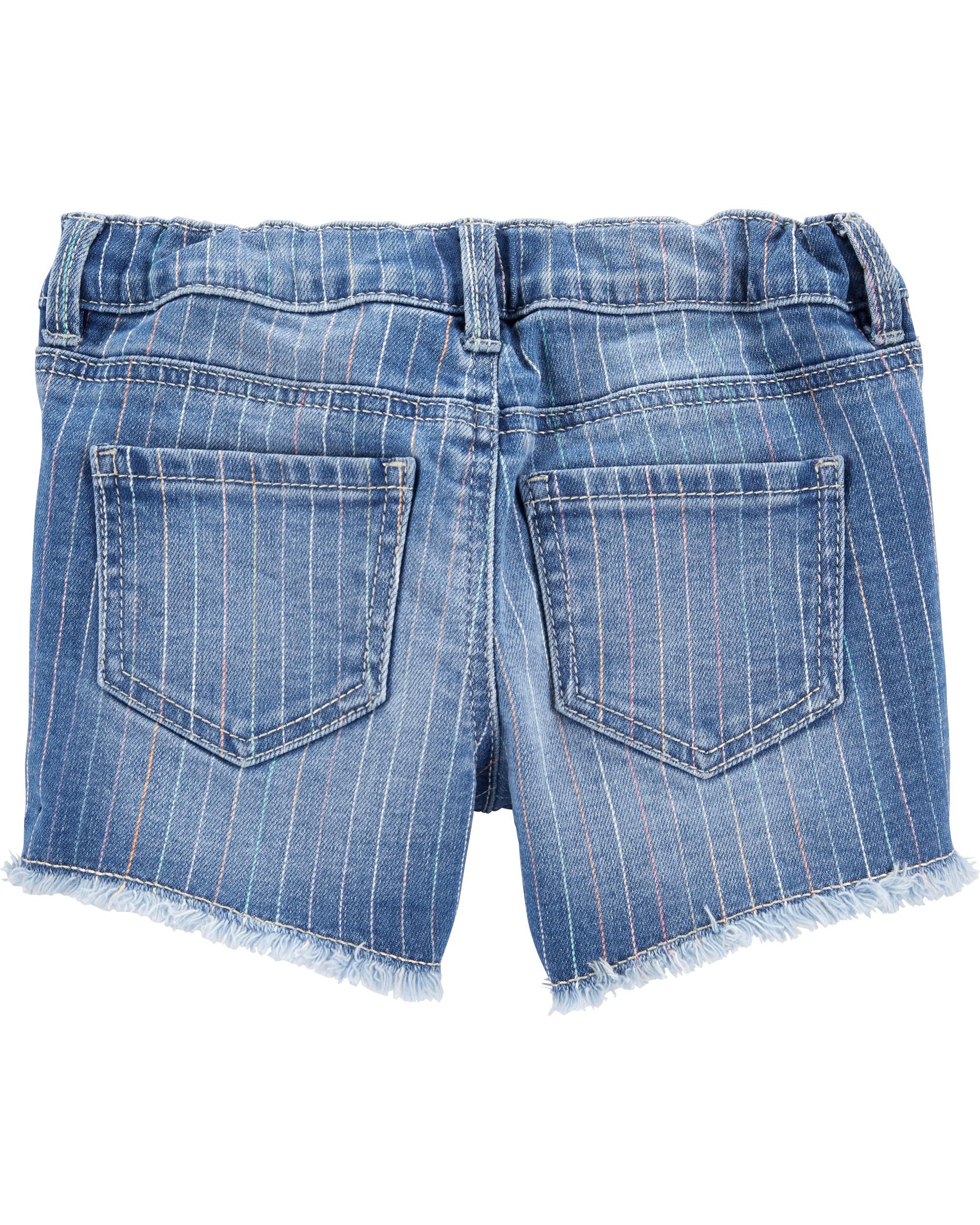 rainbow denim shorts