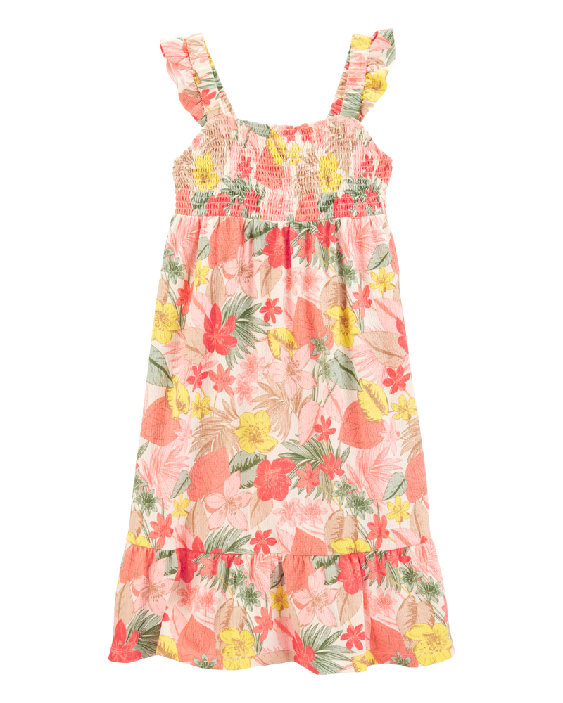 Kid Floral Smocked Midi Dress, image 1 of 4 slides