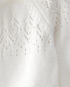 Baby Organic Cotton  Sweater Knit Pointelle Jumpsuit in Ivory, image 3 of 4 slides