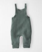 Baby Organic Sweater Knit Overalls in Green, image 2 of 6 slides