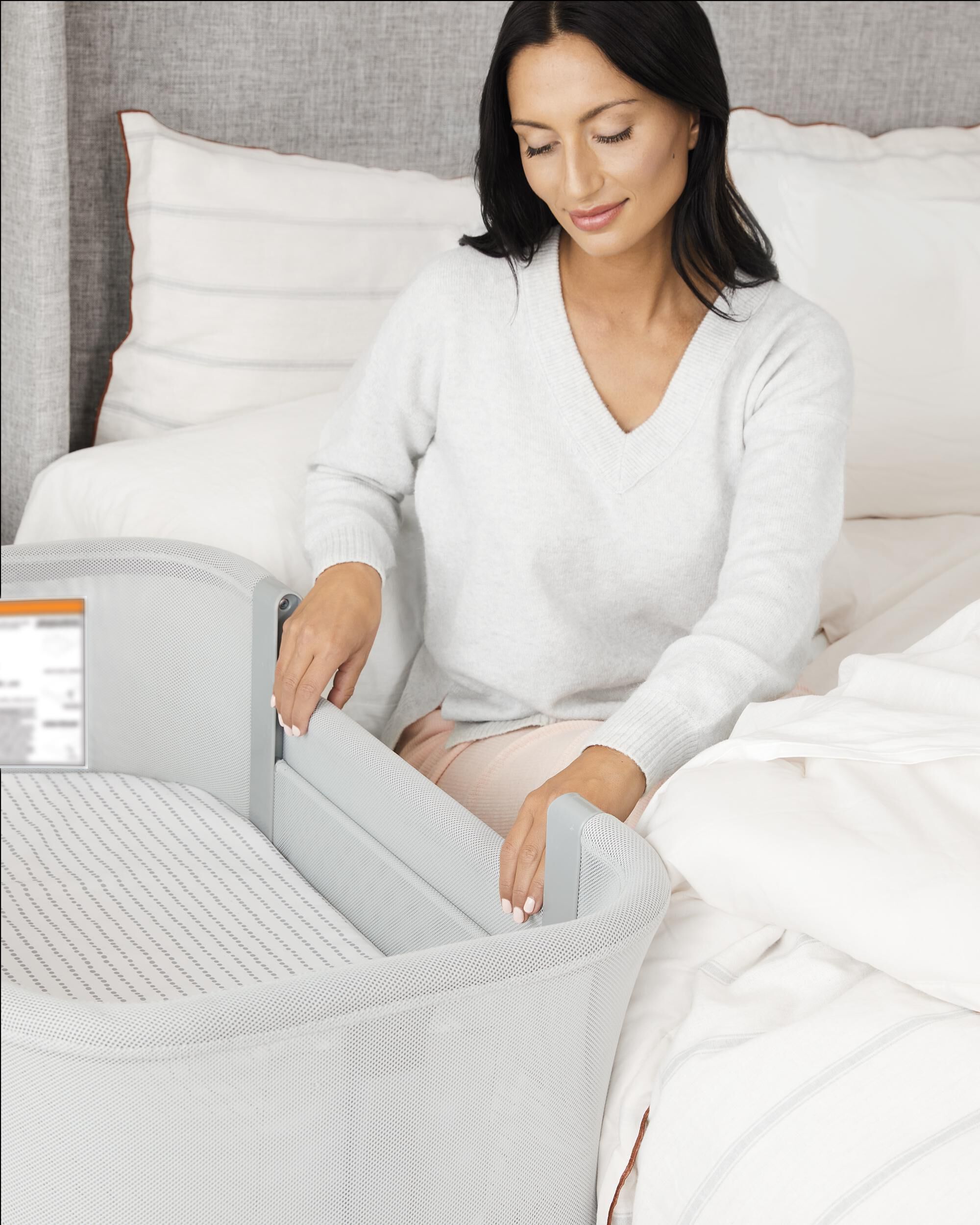 Cozy-Up 2-in-1 Bedside Sleeper & Bassinet Fitted Sheet - Blue Clouds, image 16 of 17 slides