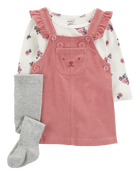 Baby 3-Piece Floral Long-Sleeve Tee & Jumper Set, image 1 of 6 slides