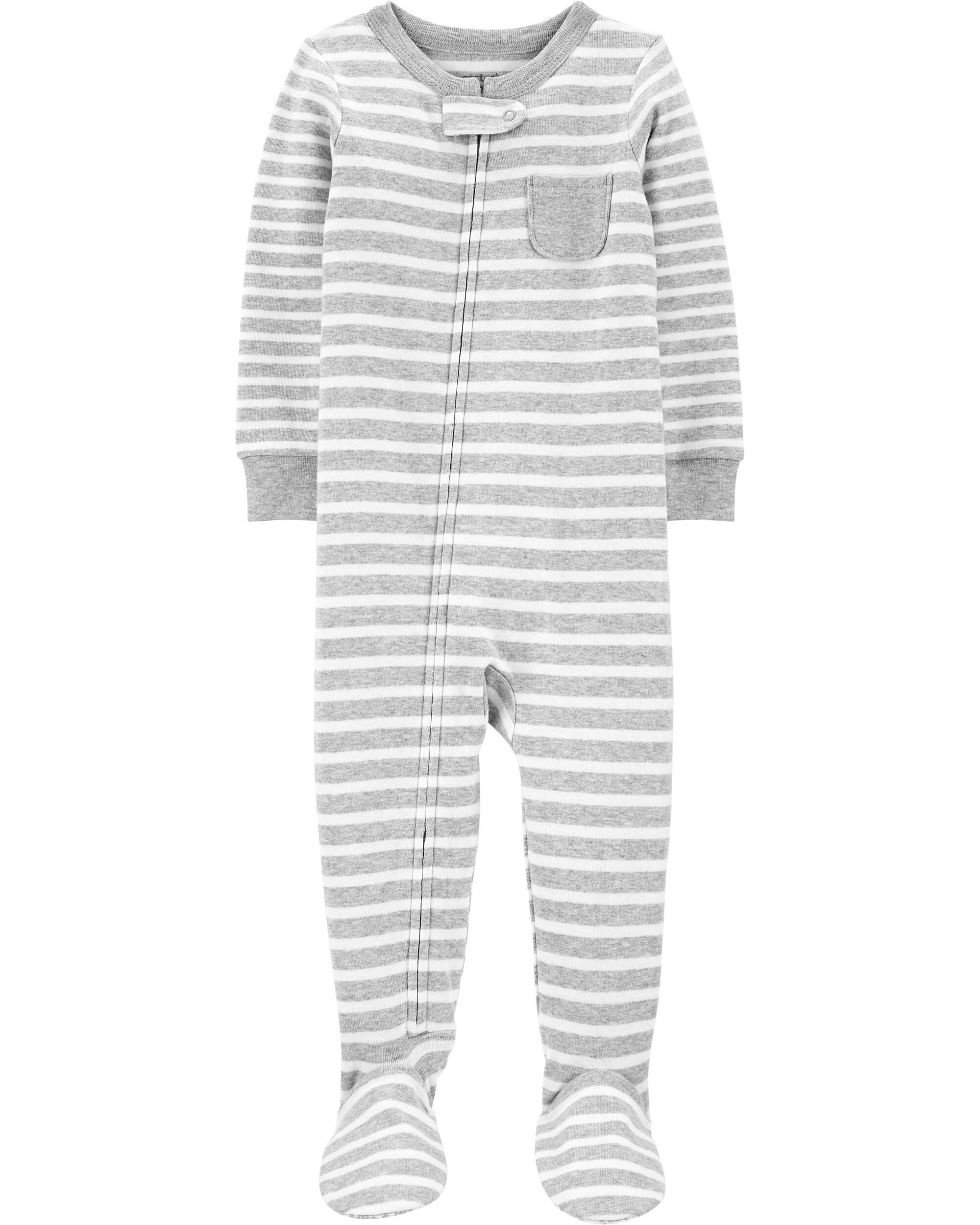 Baby 1 Piece Striped 100 Snug Fit Cotton Footie Pajamas