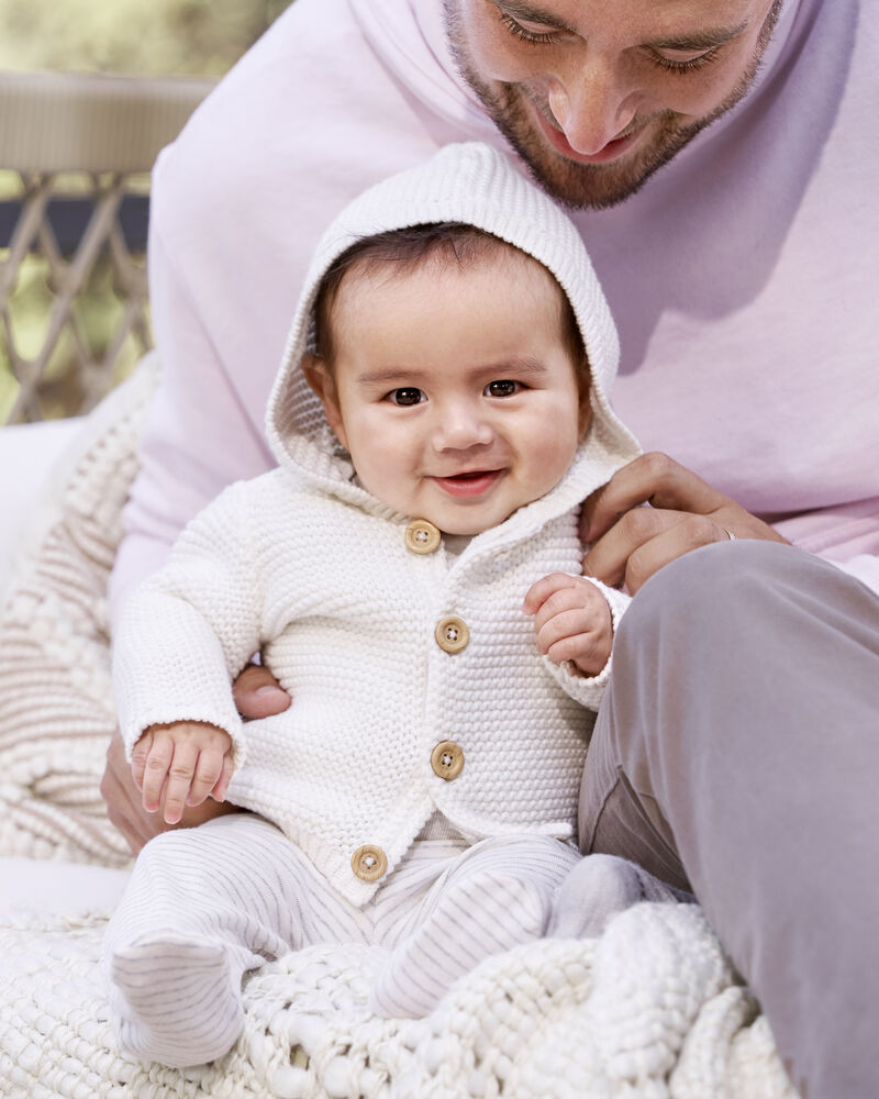 Baby Organic Signature Stitch Cardigan, image 4 of 6 slides
