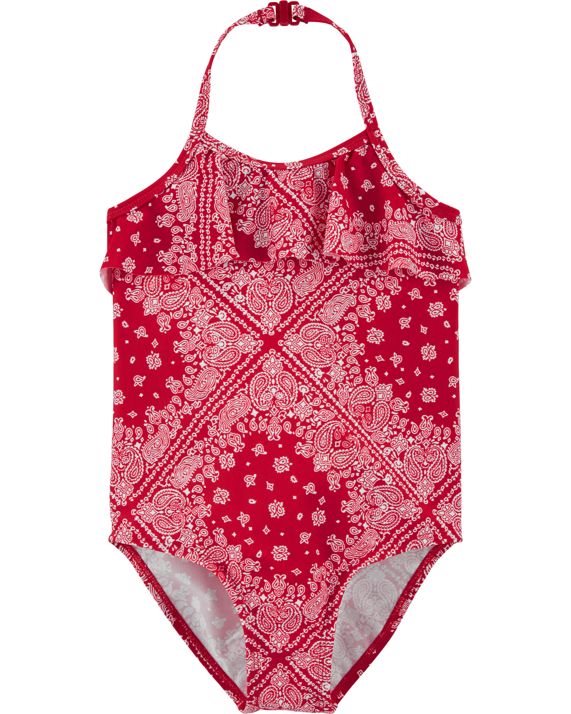 red bandana bathing suit