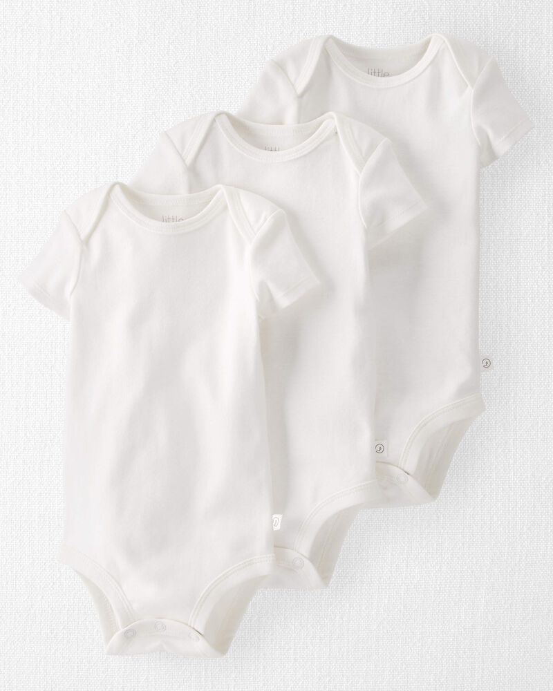 Baby 3-Pack Organic Cotton Rib Bodysuits, image 1 of 5 slides