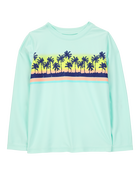 Kid Palm Tree Long-Sleeve Rashguard Swim - Mint Blue, image 1 of 3 slides