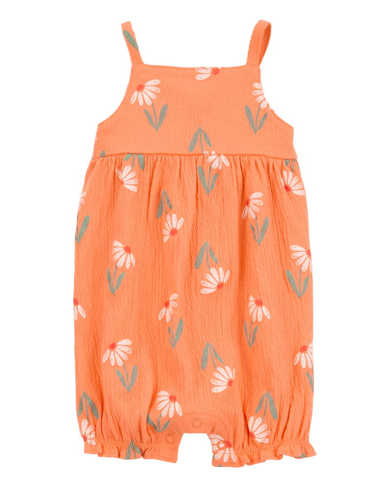 Baby Girl Floral Tank Romper - Orange, image 1 of 4 slides