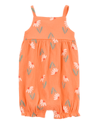 Baby Girl Floral Tank Romper - Orange, image 1 of 4 slides