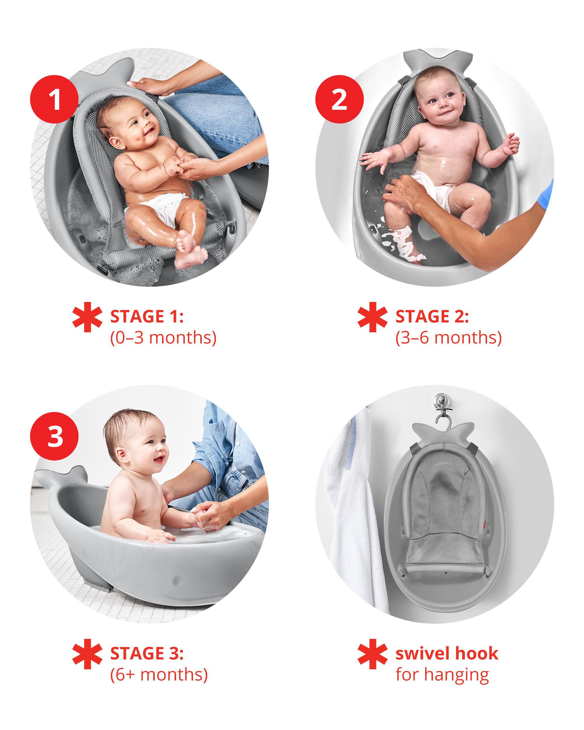 MOBY® Smart Sling™ 3-Stage Tub - Grey, image 4 of 16 slides