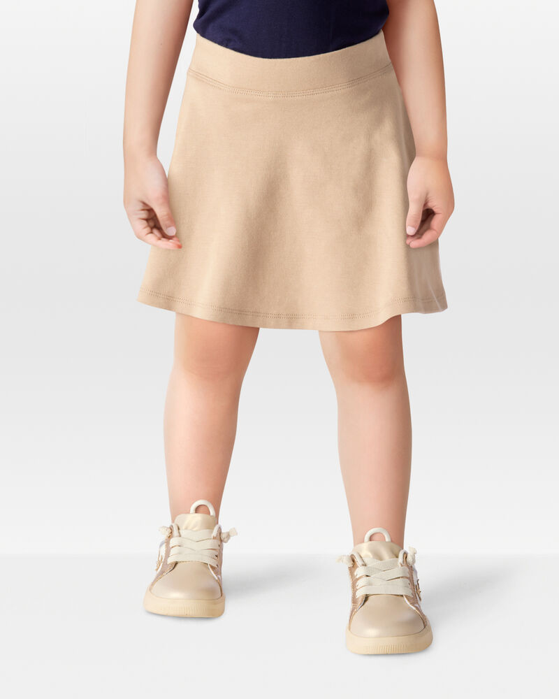 Toddler Ponte Knit Uniform Skort - Khaki, image 2 of 6 slides