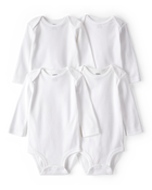 Baby 4-Pack Long-Sleeve Bodysuits - White, image 1 of 6 slides