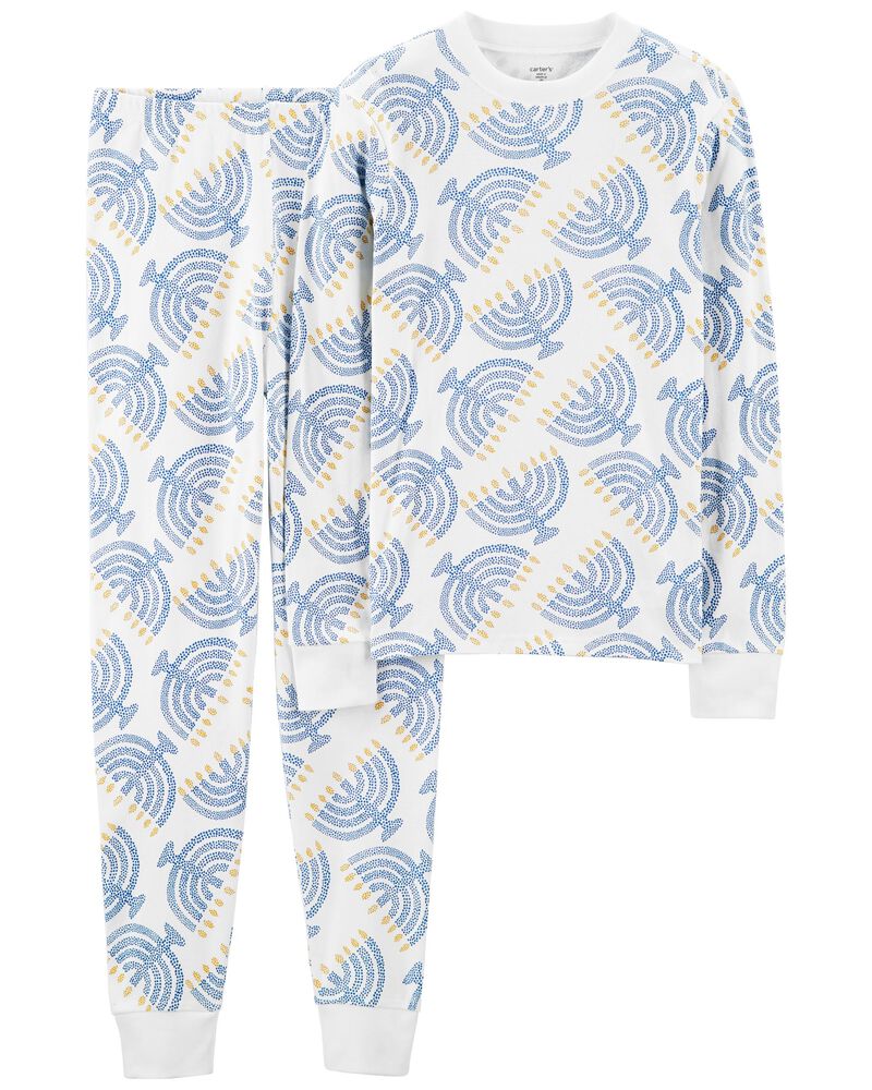 Adult 2-Piece Hanukkah 100% Snug Fit Cotton Pajamas, image 1 of 3 slides