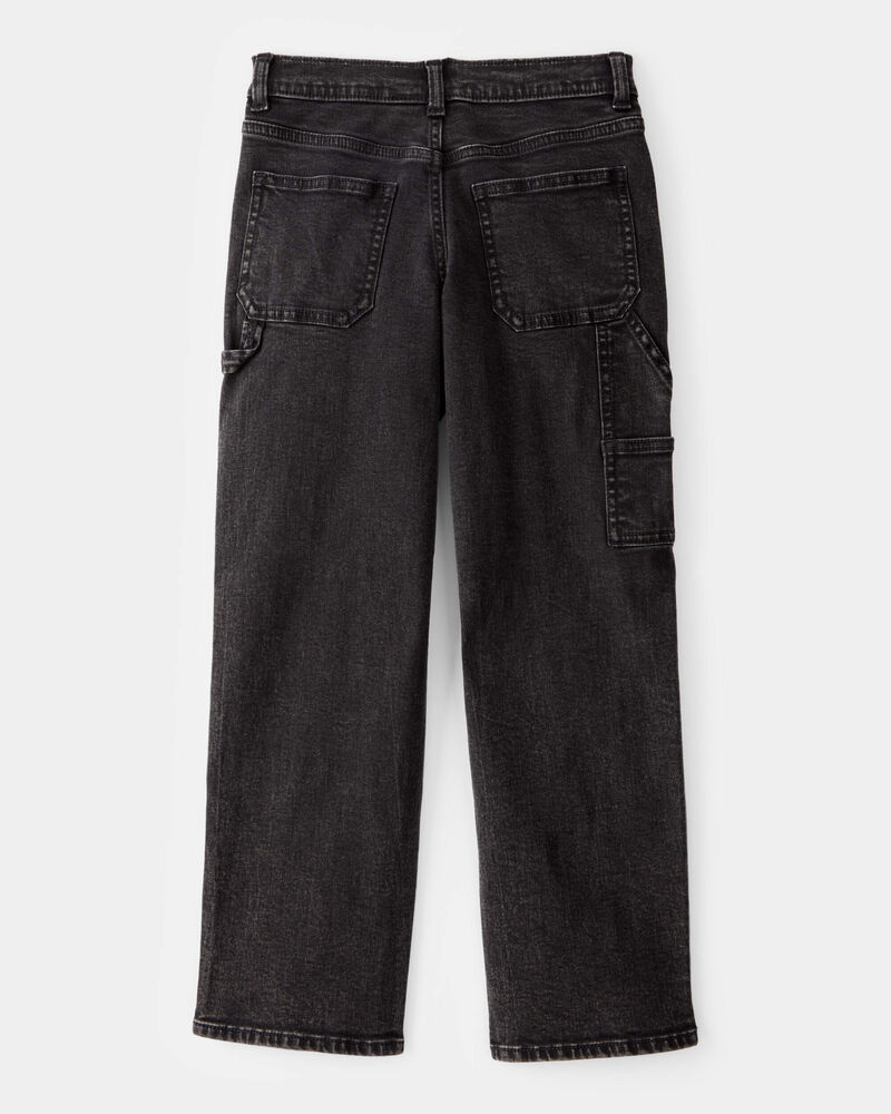 Kid Baggy Iconic Denim Cargo Pants - Black Wash, image 2 of 4 slides