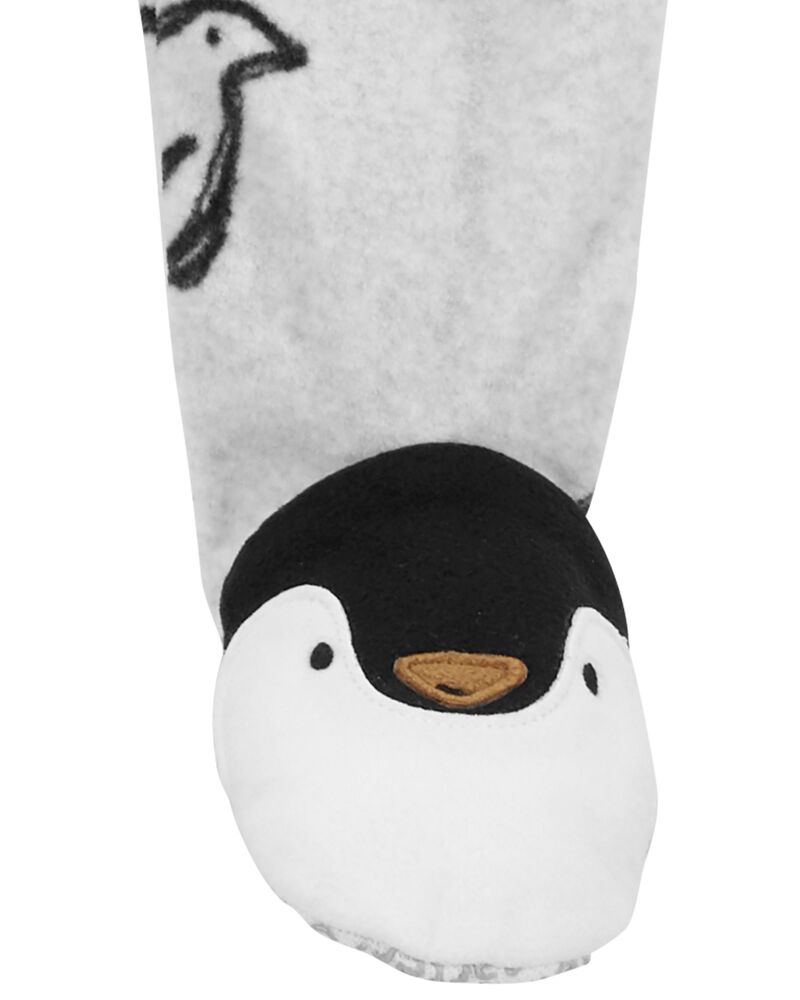 Baby 1-Piece Penguin Fleece Footie Pajamas, image 3 of 5 slides