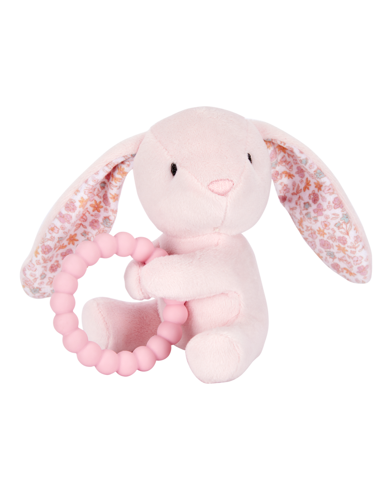 Baby Bunny Plush With Teether - Pink, image 1 of 1 slides