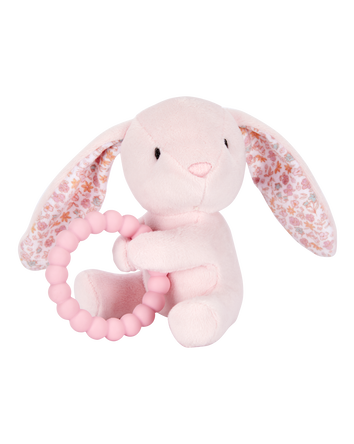 Baby Bunny Plush With Teether - Pink, 