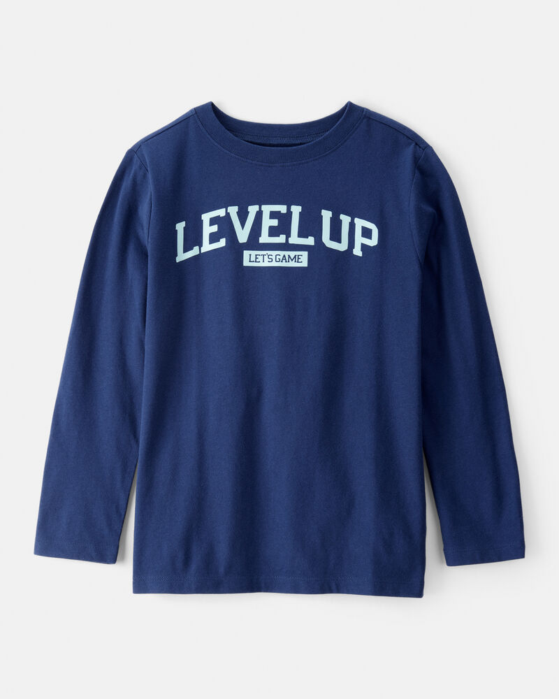 Boys Level Up Long-Sleeve Graphic Tee - Navy, image 1 of 3 slides