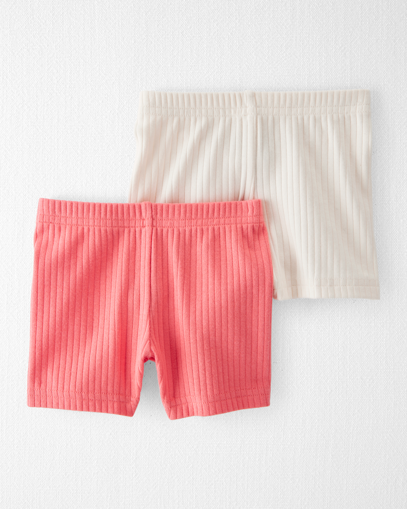 Baby 2- Pack Organic Cotton Ribbed Pedal Shorts, image 2 of 4 slides