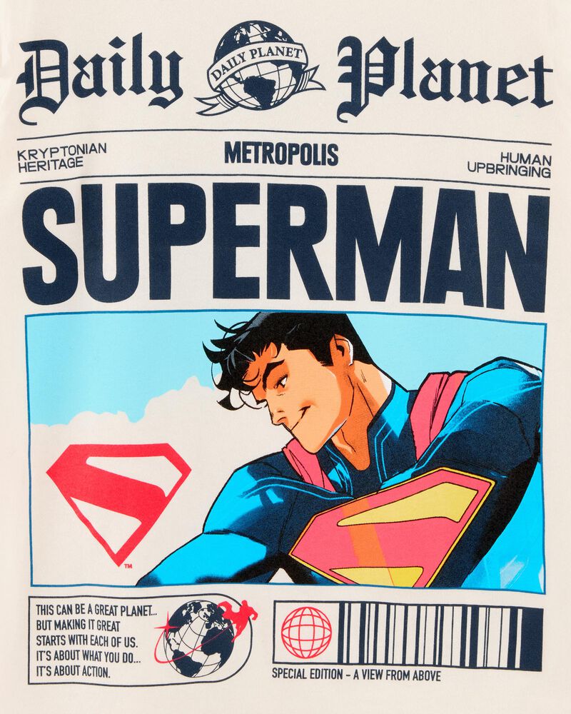 Kid Super-Man Newspaper Tee - Ivory, image 2 of 2 slides