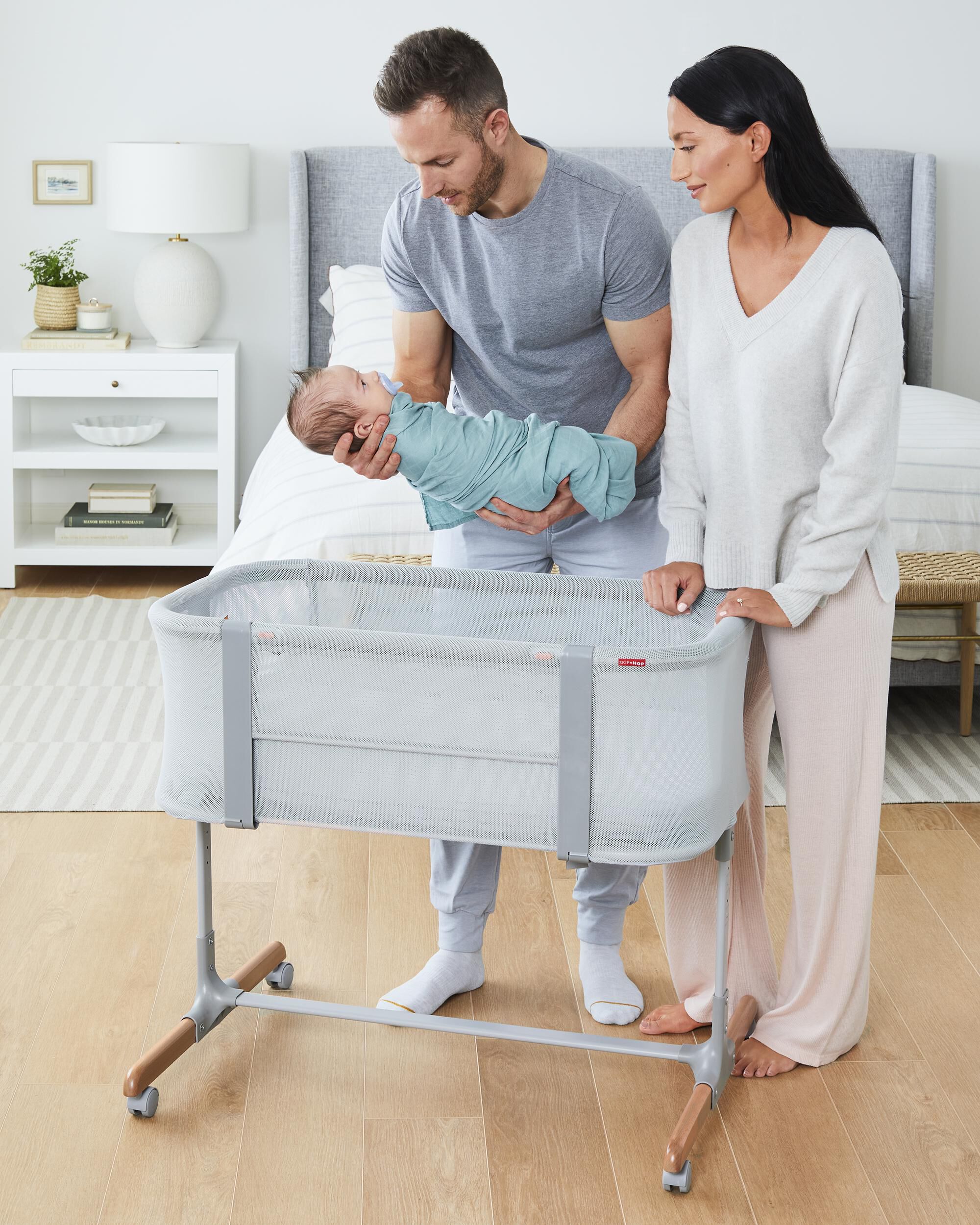 Cozy-Up 2-in-1 Bedside Sleeper & Bassinet Fitted Sheet - Blue Clouds, image 12 of 17 slides