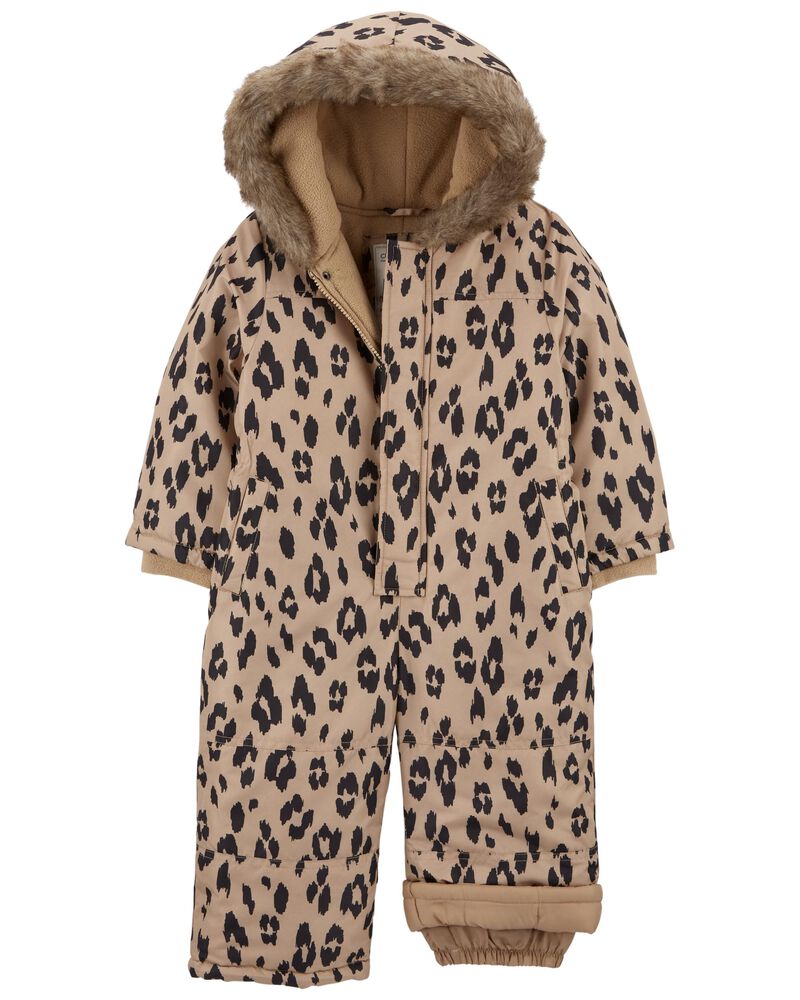 Toddler Leopard Fleece-Lined Snowsuit, image 2 of 3 slides