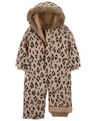 Toddler Leopard Fleece-Lined Snowsuit, image 2 of 3 slides