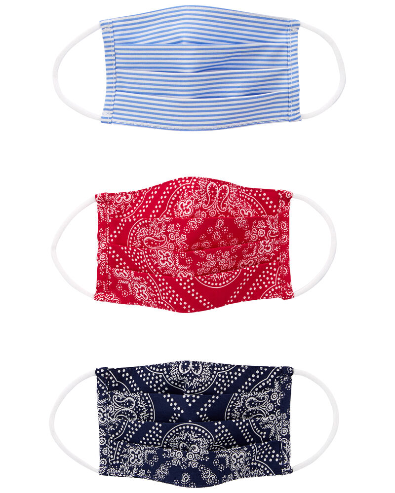 3-Pack Bandana Print Face Masks, image 1 of 1 slides