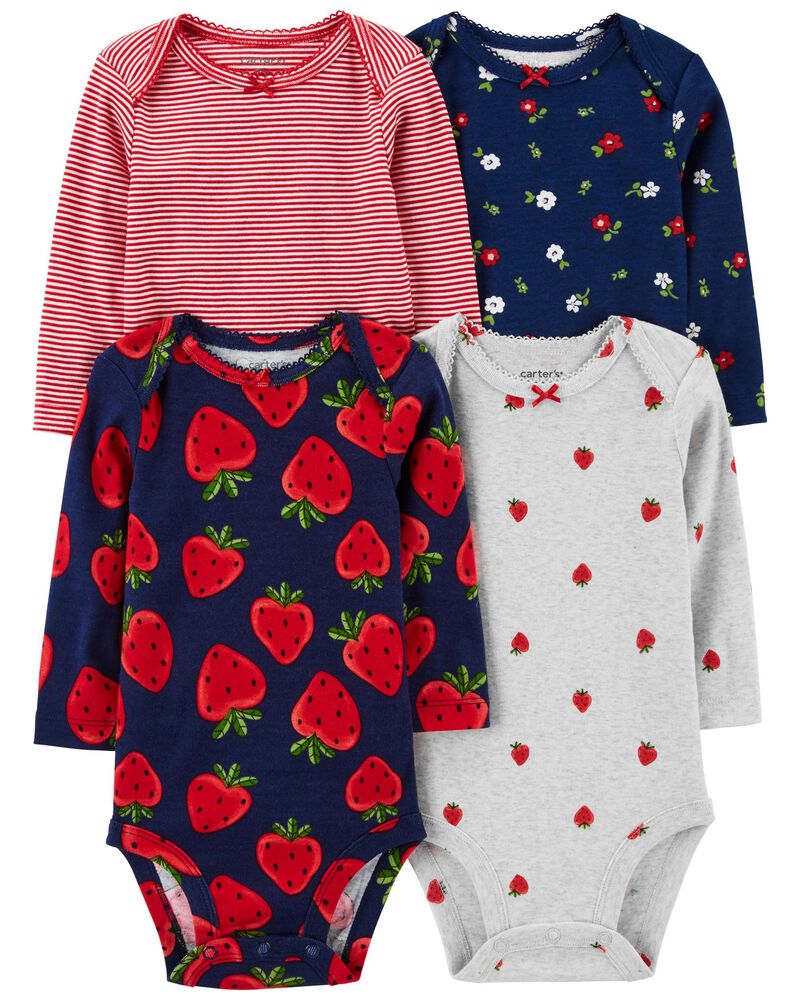 Baby 4-Piece Long-Sleeve Bodysuits, image 1 of 7 slides