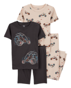Kid 4-Piece Race Car 100% Snug Fit Cotton Pajamas, image 1 of 4 slides