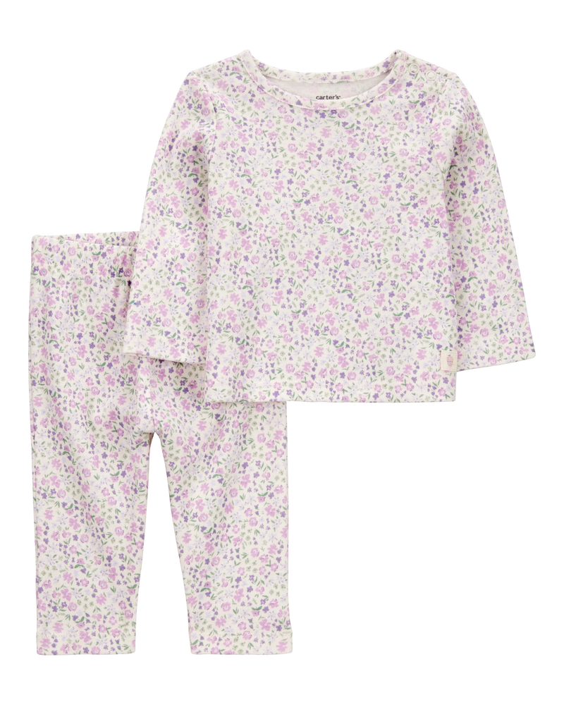Baby 2-Piece Floral Long-Sleeve Tee & Pant Set, image 1 of 3 slides