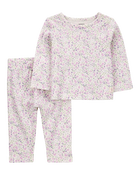 Baby 2-Piece Floral Long-Sleeve Tee & Pant Set, image 1 of 3 slides