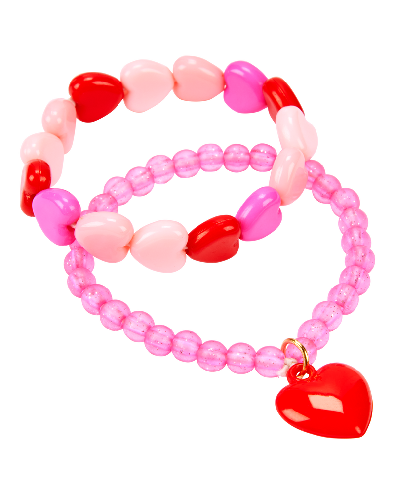 2-Pack Heart Bracelets - Pink, image 1 of 1 slides