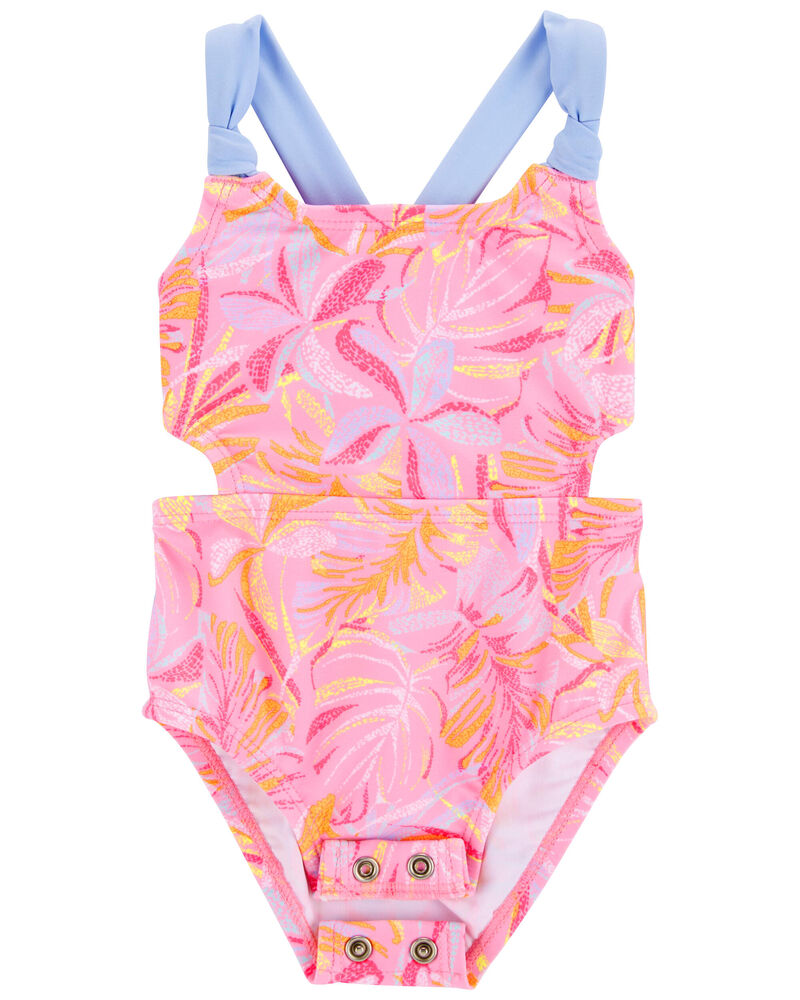 Baby Palm Print 1-Piece Cut-Out Swimsuit, image 2 of 4 slides