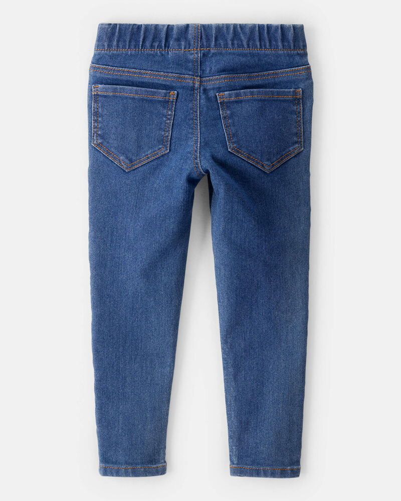 Toddler Dark Wash Elastic-Waist Jeggings, image 2 of 5 slides