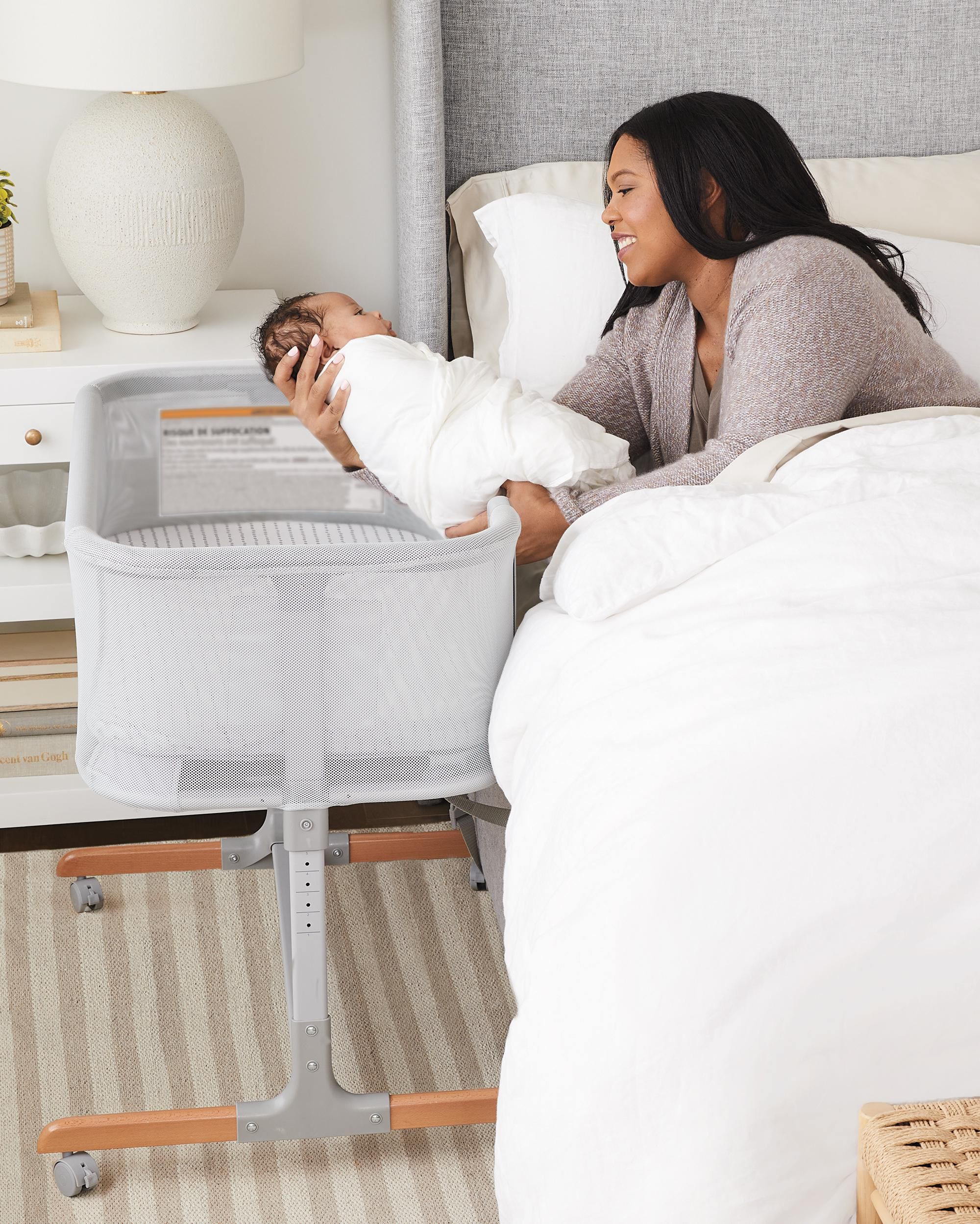 Cozy-Up 2-in-1 Bedside Sleeper & Bassinet Fitted Sheet - Blue Clouds, image 10 of 17 slides