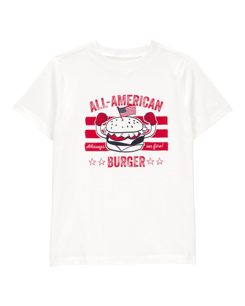 Kid All American Burger Short-Sleeve Graphic Tee - White, image 1 of 3 slides